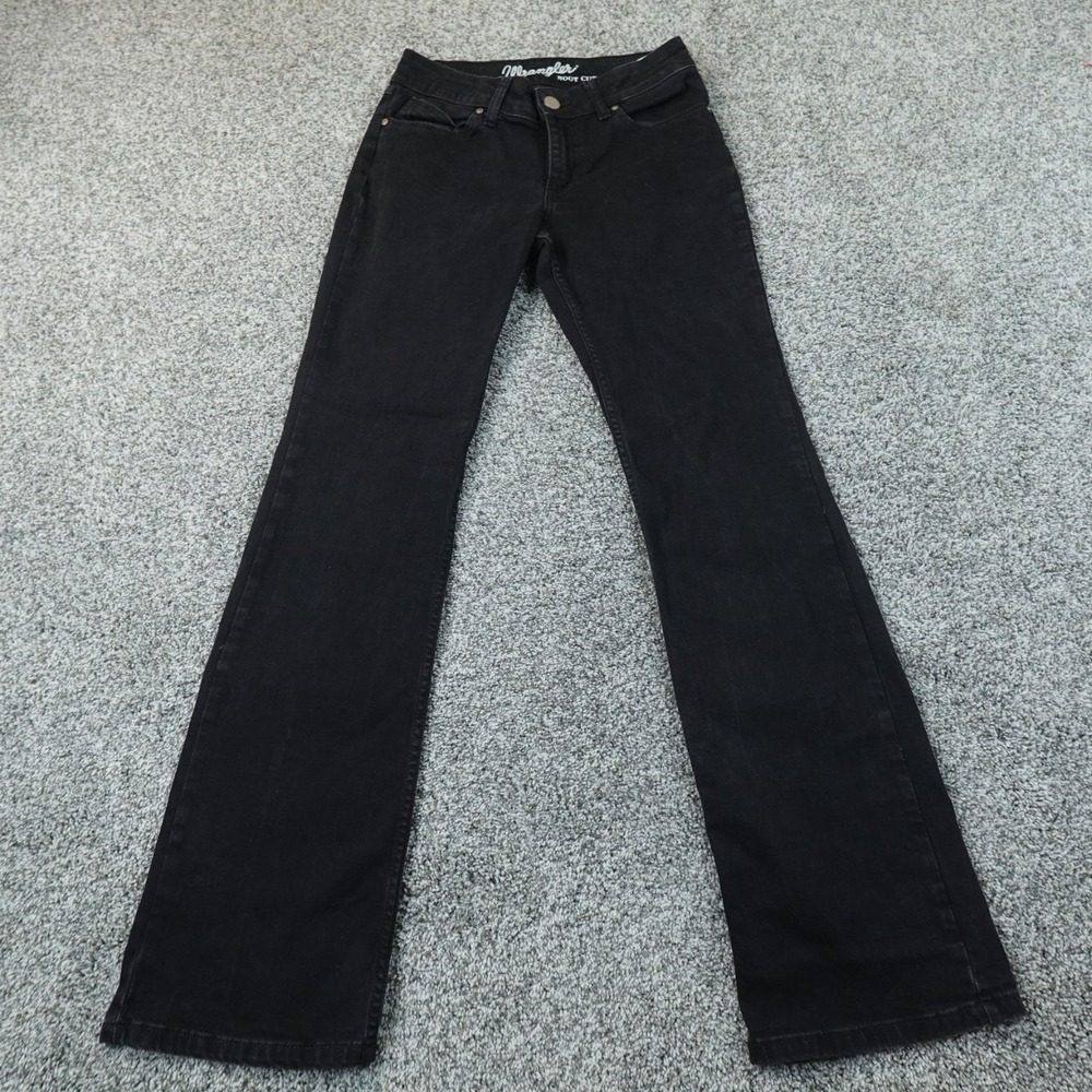 Wrangler Jeans Womens 3 Dark Black Denim Pants Boot Cut Stretch Cowgirl Western